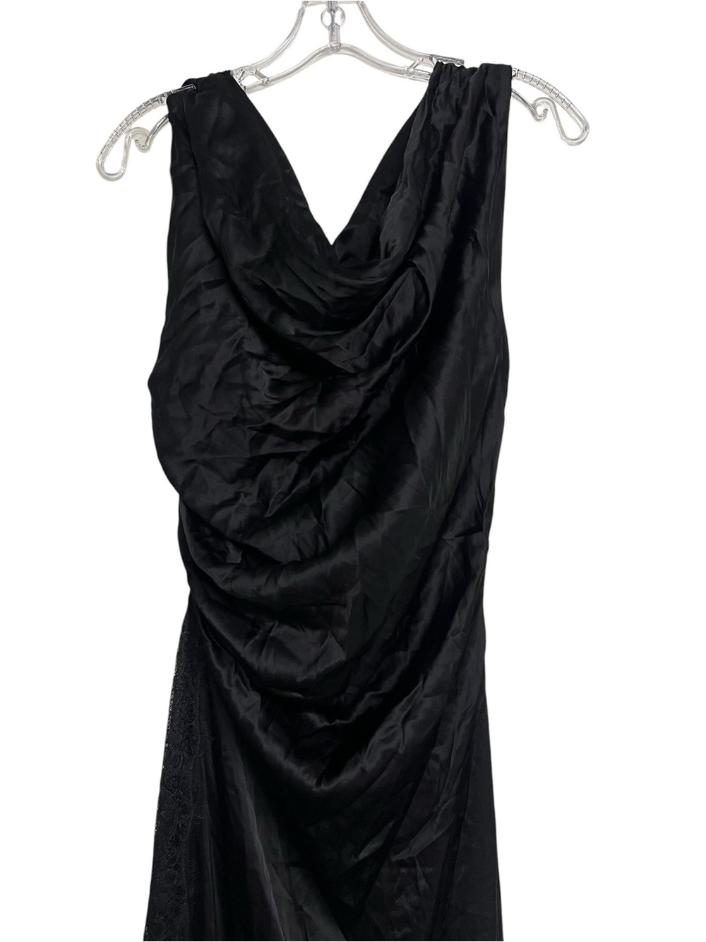 New NBD Rowan Black Gown Lace Panel Maxi Dress Ruched Off The Shoulder Formal - Picture 7 of 14